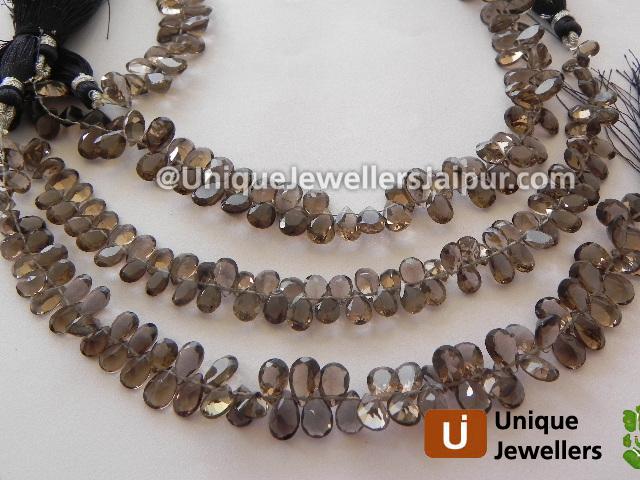 Smokey Cut Pear Beads